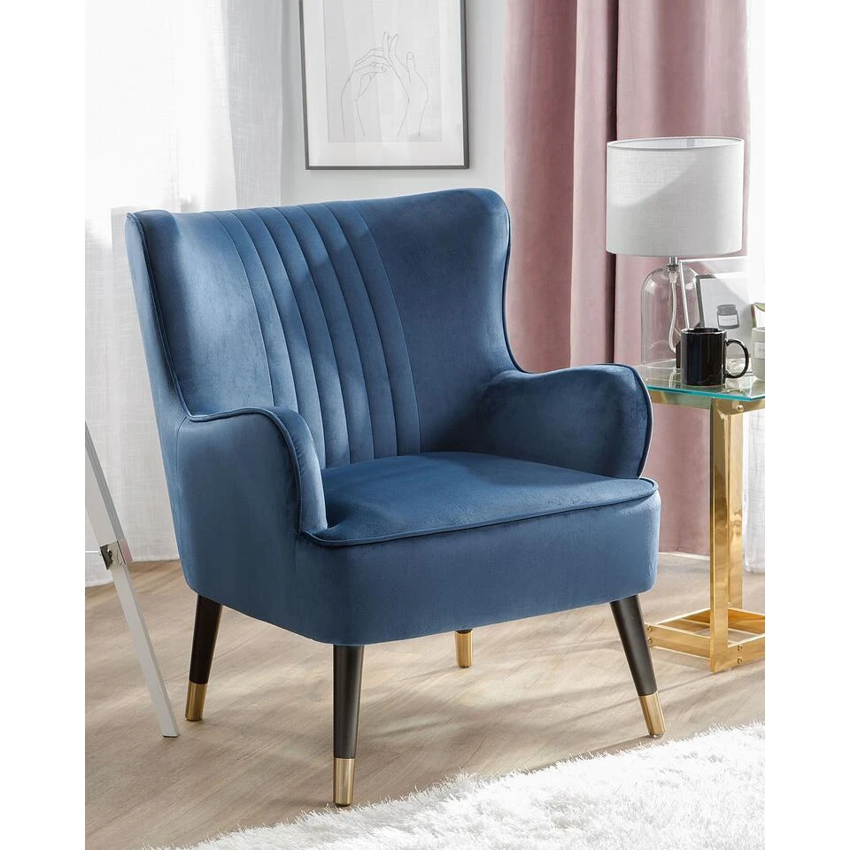 VARBERG - Fauteuil - Blauw - Fluweel 2 VARBERG - Fauteuil - Blauw - Fluweel - Afbeelding 2
