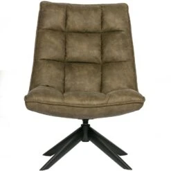 WOOOD Jouke Draaifauteuil - Kunstleer - Groen - 97x70x85 -Leen Bakker Fauteuils 03bd5c3483b5404a905189cfde43eb6c