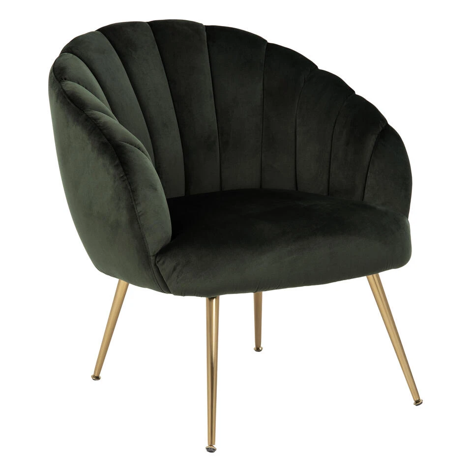 Sohome Fauteuil Garrick - Velvet - Dark Green/Gold 2 Sohome Fauteuil Garrick - Velvet - Dark Green/Gold - Afbeelding 2