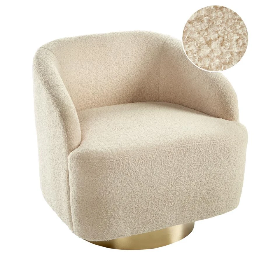 LAVIK - Fauteuil - Beige - Bouclé 3 LAVIK - Fauteuil - Beige - Bouclé - Afbeelding 3