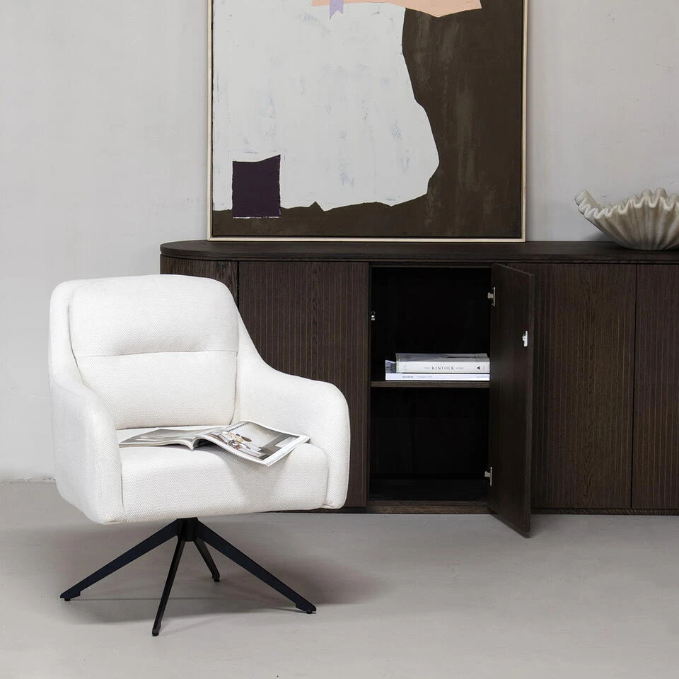 Fauteuil Draaibaar - Stof Beige - 75x70x85cm - Matthias 2 Fauteuil Draaibaar - Stof Beige - 75x70x85cm - Matthias - Afbeelding 2