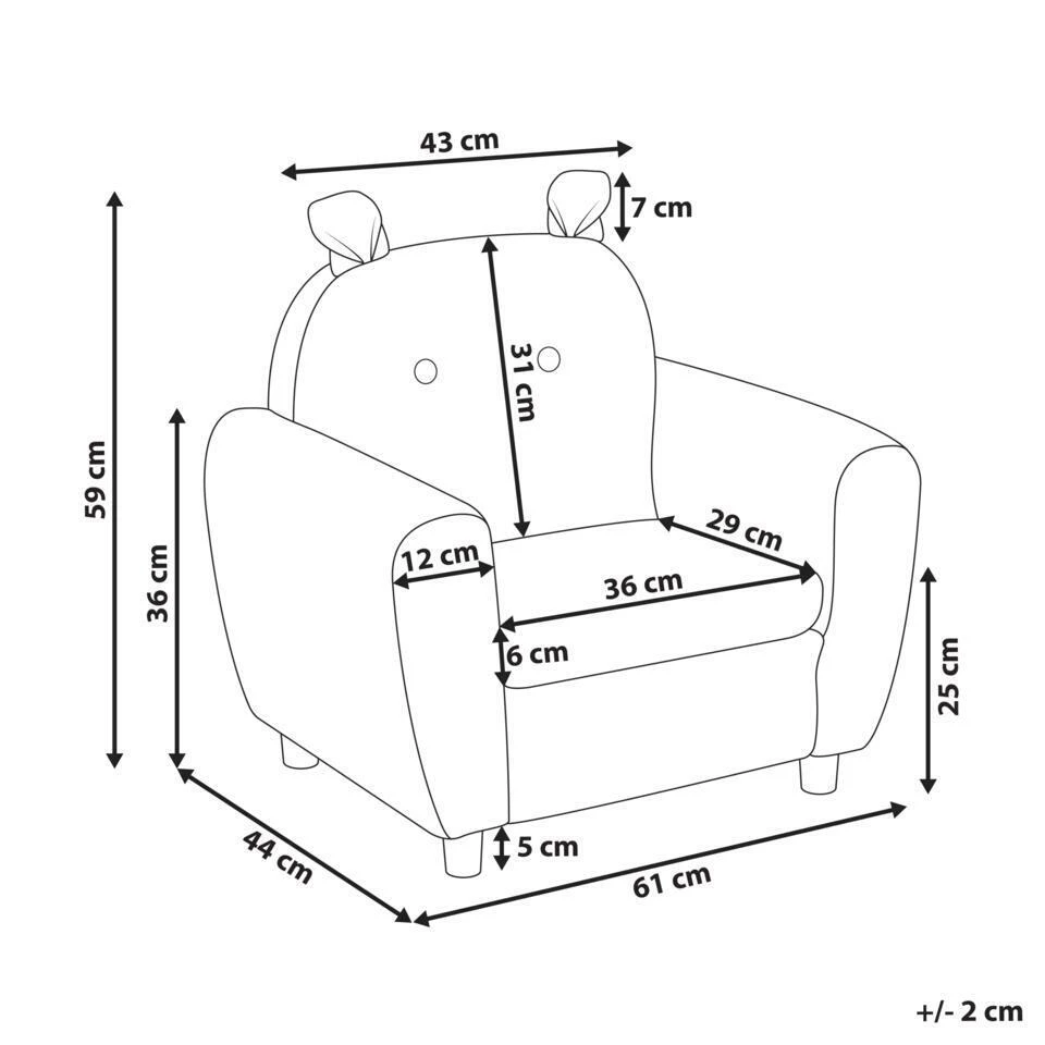 MARIBO - Kinderfauteuil - Beige - Linnen 4 MARIBO - Kinderfauteuil - Beige - Linnen - Afbeelding 4