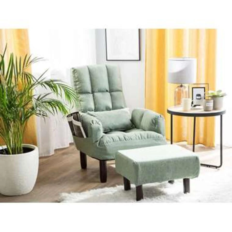 Beliani Fauteuil OLAND - Groen Polyester 2 Beliani Fauteuil OLAND - Groen Polyester - Afbeelding 2