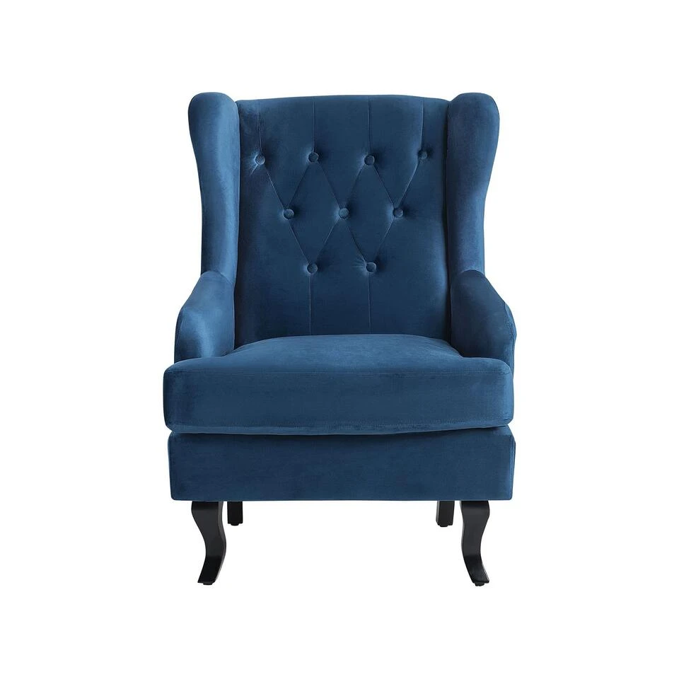 Beliani Fauteuil ALTA - Blauw Fluweel 4 Beliani Fauteuil ALTA - Blauw Fluweel - Afbeelding 4