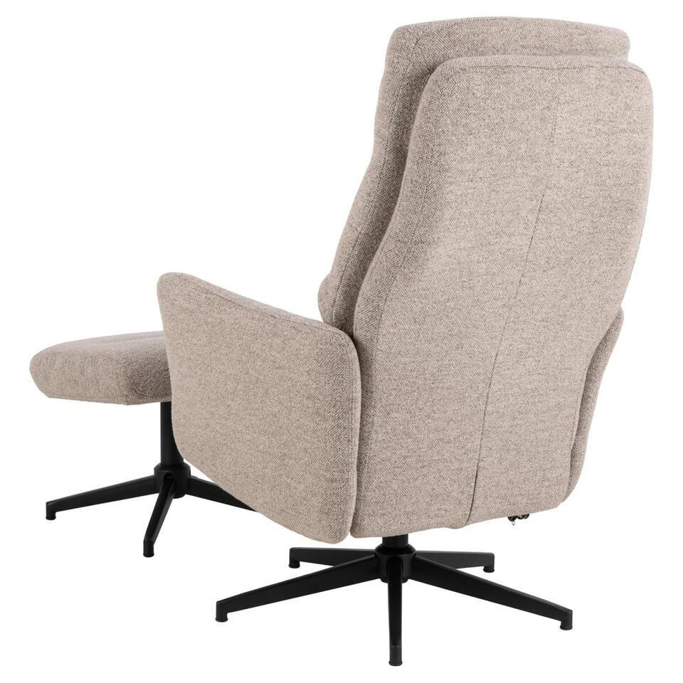 Hioshop London Fauteuil Recliner Met Voetenbank Bouclé Beige 4 Hioshop London Fauteuil Recliner Met Voetenbank Bouclé Beige - Afbeelding 4