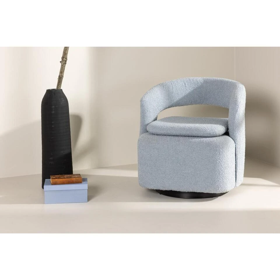 Svea - Teno Draaibare Fauteuil - Boucle - Lichtblauw 2 Svea - Teno Draaibare Fauteuil - Boucle - Lichtblauw - Afbeelding 2