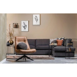 WOOOD Draaifauteuil Skyler - Kunstleer - Cognac - 94x67x85 -Leen Bakker Fauteuils 1000013720 0103