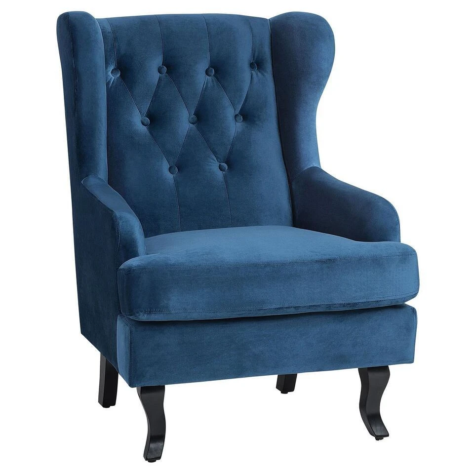 Beliani Fauteuil ALTA - Blauw Fluweel 1 Beliani Fauteuil ALTA - Blauw Fluweel