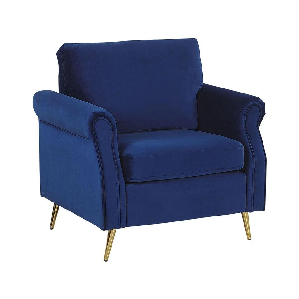 Beliani Fauteuil VIETAS - Blauw Fluweel 1 Beliani Fauteuil VIETAS - Blauw Fluweel