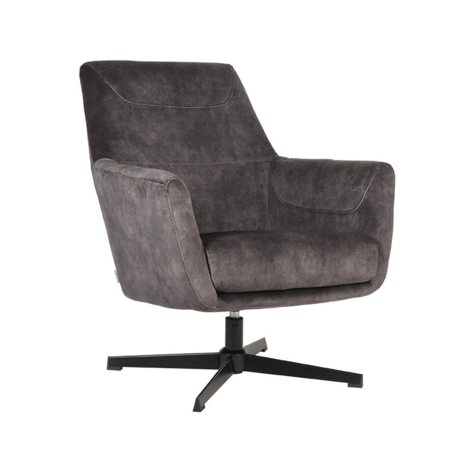LABEL51 Fauteuil Toby Antraciet Velours 1 LABEL51 Fauteuil Toby Antraciet Velours