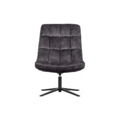 WOOOD Job Draaifauteuil - Velvet - Antraciet - 101x70x85 -Leen Bakker Fauteuils 1000031100 0103