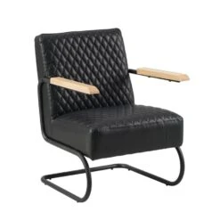 Industriële Fauteuil Lars Zwart - Kunstleder - Zwart
