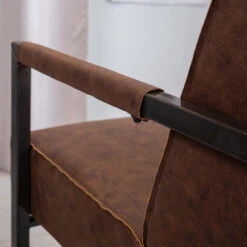 Industriële Leren Fauteuil Bruin Tiger - Leder - Bruin -Leen Bakker Fauteuils 1000041946 0103