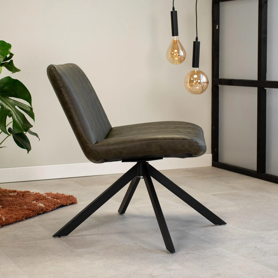 Draaibare Fauteuil Industrieel Leon Groen - Kunstleder - Groen 2 Draaibare Fauteuil Industrieel Leon Groen - Kunstleder - Groen - Afbeelding 2