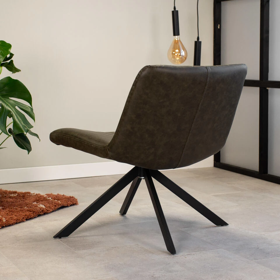 Draaibare Fauteuil Industrieel Leon Groen - Kunstleder - Groen 3 Draaibare Fauteuil Industrieel Leon Groen - Kunstleder - Groen - Afbeelding 3