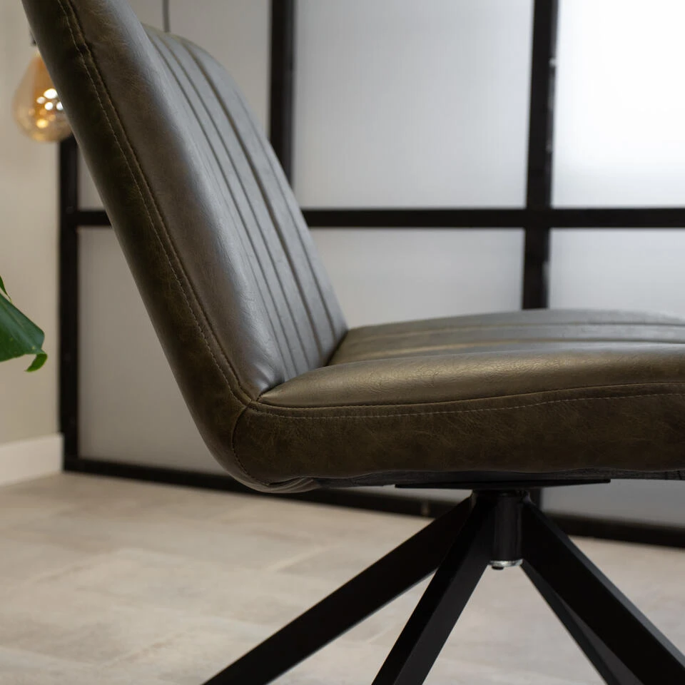 Draaibare Fauteuil Industrieel Leon Groen - Kunstleder - Groen 4 Draaibare Fauteuil Industrieel Leon Groen - Kunstleder - Groen - Afbeelding 4