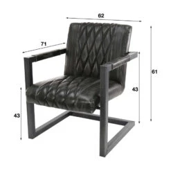 Giga Meubel Fauteuil Pu-Leer Zwart - 62x71x81cm - Stalen Onderstel -Leen Bakker Fauteuils 1000044348 0102