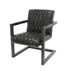 Giga Meubel Fauteuil Pu-Leer Zwart - 62x71x81cm - Stalen Onderstel