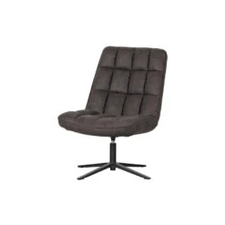 WOOOD Dirkje Draaifauteuil - Leerlook - Zwart - 101x70x85 -Leen Bakker Fauteuils 1000052486 0103