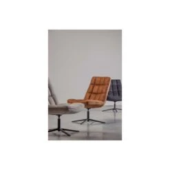 WOOOD Dirkje Draaifauteuil - Leerlook - Cognac - 101x70x85 -Leen Bakker Fauteuils 1000052487 0102
