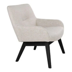 Giga Meubel Loungestoel Stof Zand/Zwart - Zithoogte 40cm -Leen Bakker Fauteuils 1000069905 0102