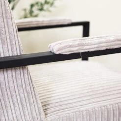 Moderne Fauteuil Madeline Ribstof Lichtgrijs - Stof - Grijs -Leen Bakker Fauteuils 1000072637 0103