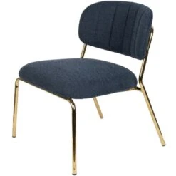 Puur Viken Fauteuil Donkerblauw/goud - Stof - Blauw