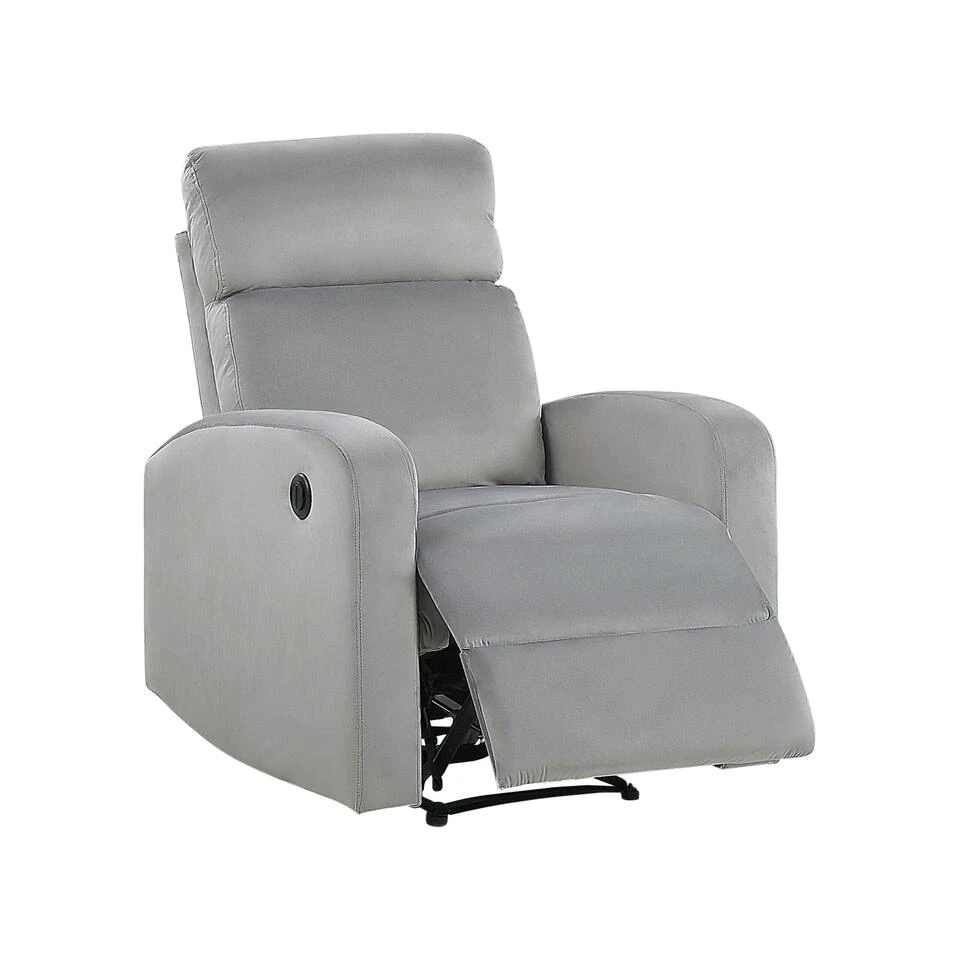 Beliani TV-fauteuil VERDAL - Grijs Fluweel 1 Beliani TV-fauteuil VERDAL - Grijs Fluweel