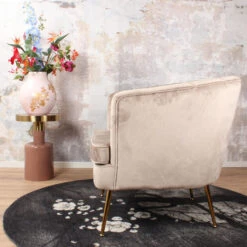 DS4U® Norah Fauteuil Velvet - Stof - Beige -Leen Bakker Fauteuils 1000081202 0102
