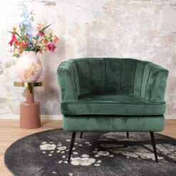 DS4U® Norah Fauteuil Velvet - Stof - Groen -Leen Bakker Fauteuils 1000081845 0102