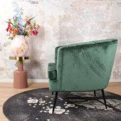 DS4U® Norah Fauteuil Velvet - Stof - Groen -Leen Bakker Fauteuils 1000081845 0103