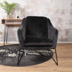 DS4U® Antonio Fauteuil Velvet - Stof - Zwart -Leen Bakker Fauteuils 1000082945 0102