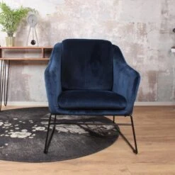 DS4U® Antonio Fauteuil Velvet - Stof - Blauw 6 DS4U® Antonio Fauteuil Velvet - Stof - Blauw -Leen Bakker Fauteuils 1000093601 0102