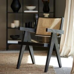 Morazan Stoel Zwart/naturel - Hout - Zwart -Leen Bakker Fauteuils 1000096989 0103