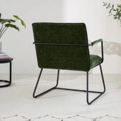 Fauteuil Hailey Donkergroen Chenille - Stof - Groen -Leen Bakker Fauteuils 1000097053 0102