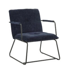 Fauteuil Hailey Donkerblauw Chenille - Stof - Blauw