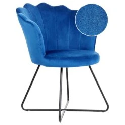 Beliani Fauteuil LOVELOCK - Blauw Fluweel
