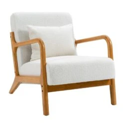 Fauteuil Van Massief Hout En Witte Lussen
