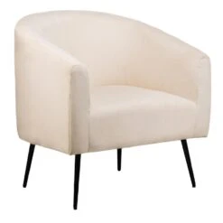 Salonstoel Van Metaal En Beige Fluweel