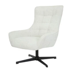 Livingfurn - Fauteuils Naomi Pearl - Wit - Stof