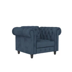 Felix - Fauteuil Chesterfield Blauw Fluwelen
