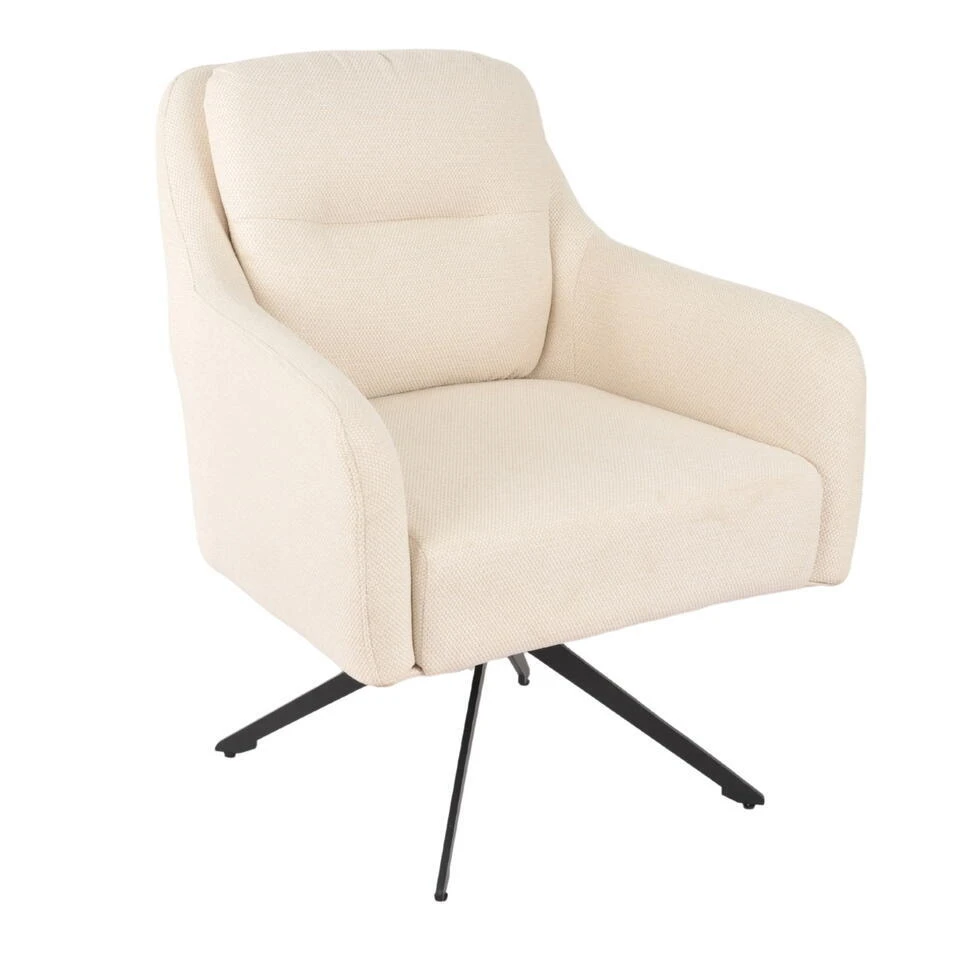Fauteuil Draaibaar - Stof Beige - 75x70x85cm - Matthias 1 Fauteuil Draaibaar - Stof Beige - 75x70x85cm - Matthias