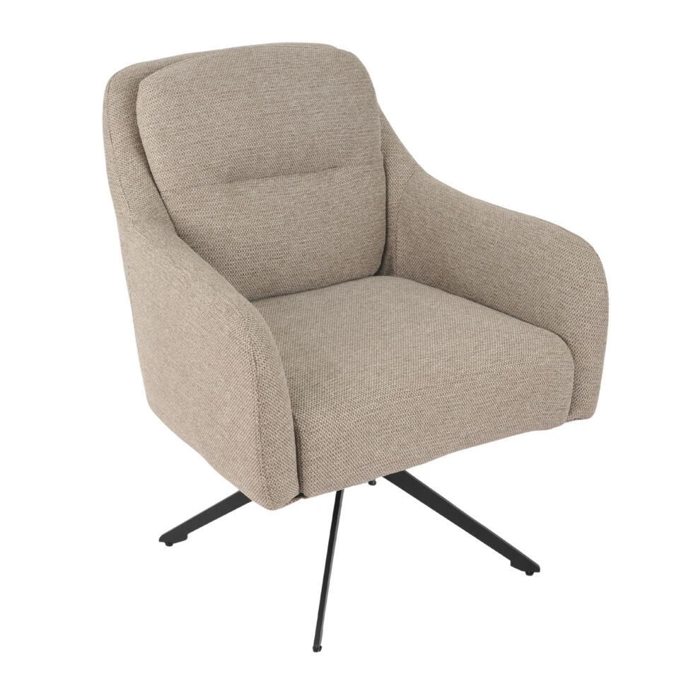 Fauteuil Draaibaar - Stof Taupe - 75x70x85cm - Matthias 1 Fauteuil Draaibaar - Stof Taupe - 75x70x85cm - Matthias