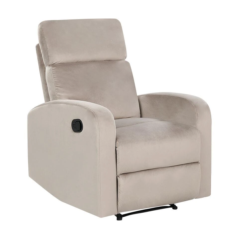VERDAL - Relaxfauteuil Handmatig - Beige - Fluweel 1 VERDAL - Relaxfauteuil Handmatig - Beige - Fluweel