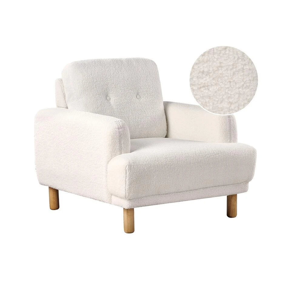 TUVE - Fauteuil - Wit - Bouclé 1 TUVE - Fauteuil - Wit - Bouclé