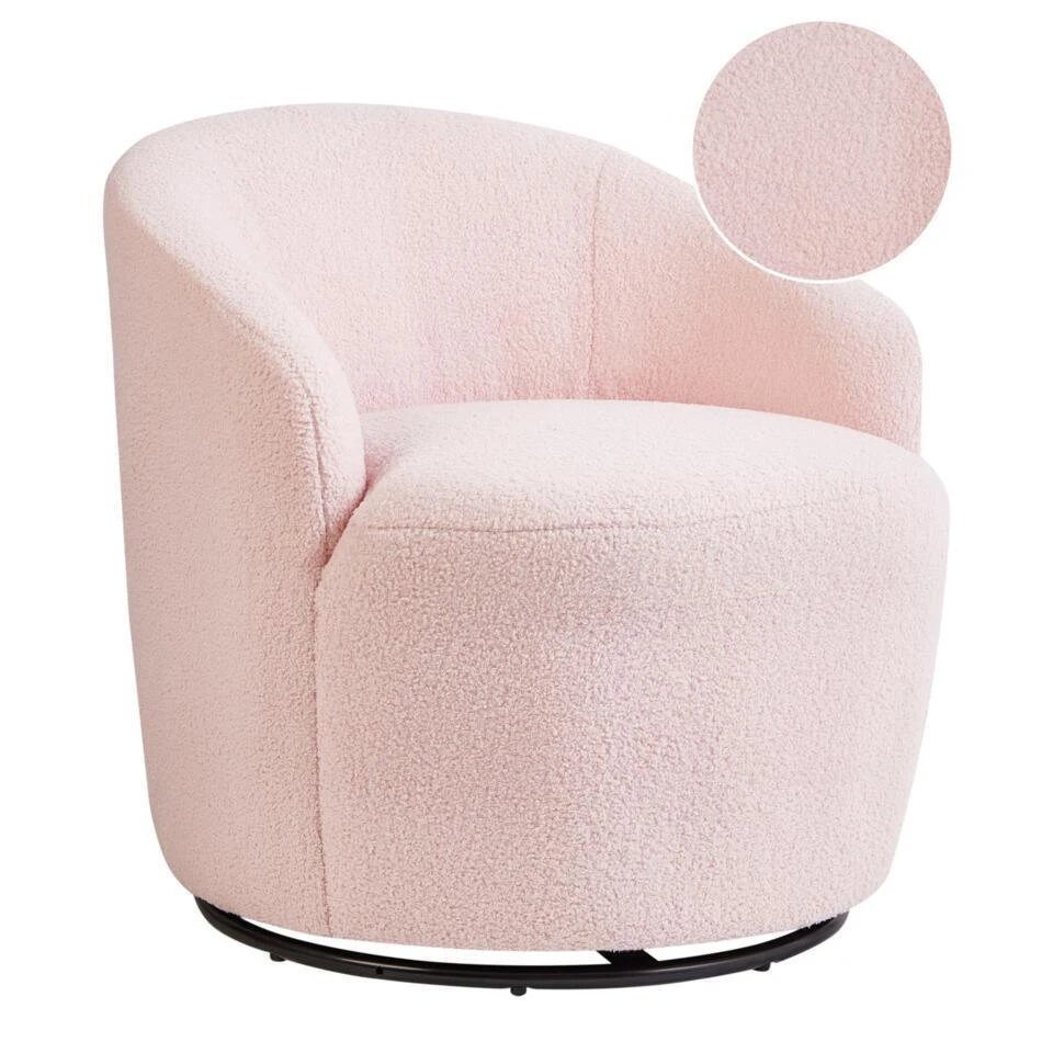 DAVIK - Fauteuil - Pastelroze - Bouclé 1 DAVIK - Fauteuil - Pastelroze - Bouclé