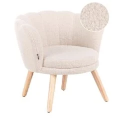 HALBY - Kinderfauteuil - Lichtbeige - Bouclé