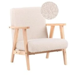 LINDE - Kinderfauteuil - Lichtbeige - Bouclé
