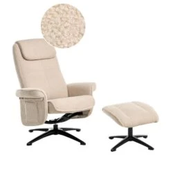 GERAS - Relaxfauteuil Met Voetenbank - Beige - Bouclé