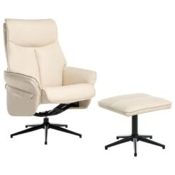 ERATO - Relaxfauteuil Met Voetenbank - Beige - Veganistisch Leer